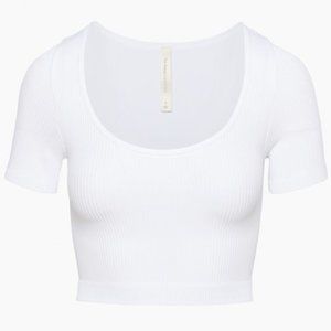 Aritzia The Group by Babaton Cropped Flow Seamless Scoopneck Body Con T-Shirt
